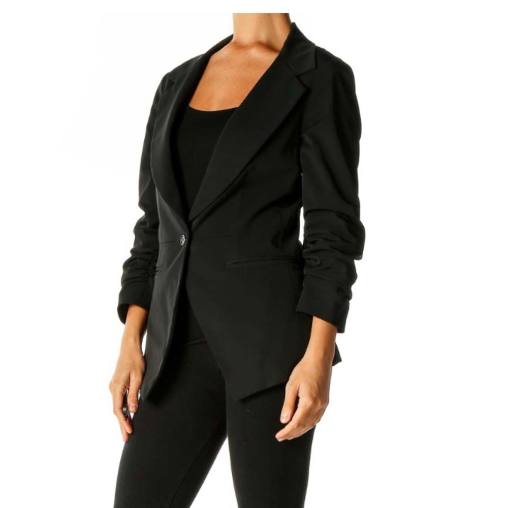 Gorgeous Elizabeth and James Blazer 
Size 6 Black scrunched sleeves long front - Picture 5 of 12